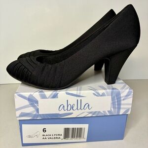 ABELLA Women’s Heels Shoes Size 6 Black LYCRA AA VALERIA With Box